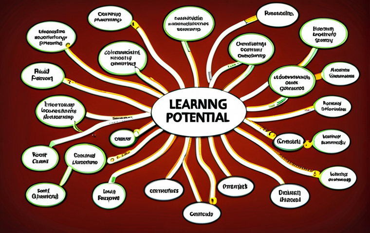 ** A vibrant mind map illustration. In the center, the words "Learning Potential" are brightly displayed. Branches extend outward, showcasing keywords like "Clear Goals," "Digital Marketing," "Critical Reading," "Reliable Sources," and "Knowledge Synthesis." Use bright colors and visual connections to illustrate the interconnectedness of ideas.

**